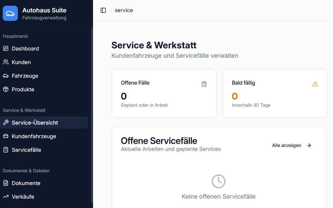Autohaus Suite – KFZ-Verwaltung für Werkstätten