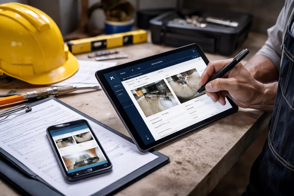 NACHWEIS App Screenshot – digitale Arbeitsdokumentation f&uuml;r Handwerker