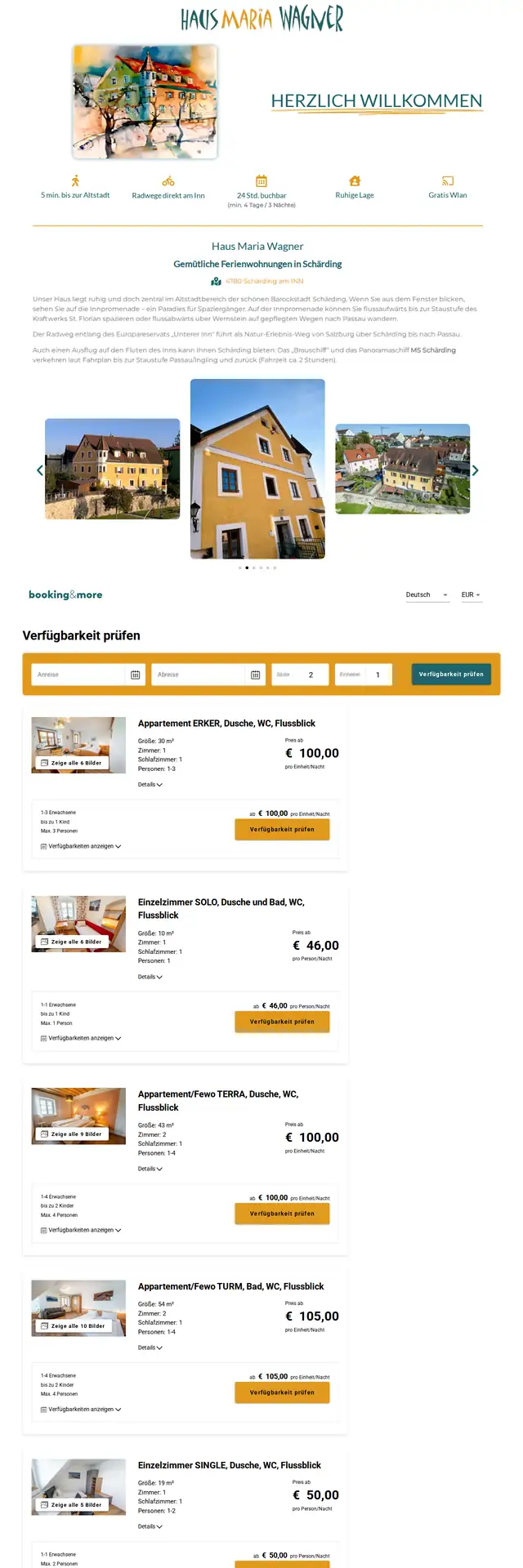 Website Haus Maria Wagner