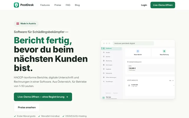 PestDesk Software-Website