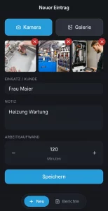 Arbeitsnachweis mit Fotodokumentation eines Serviceeinsatzes als PDF